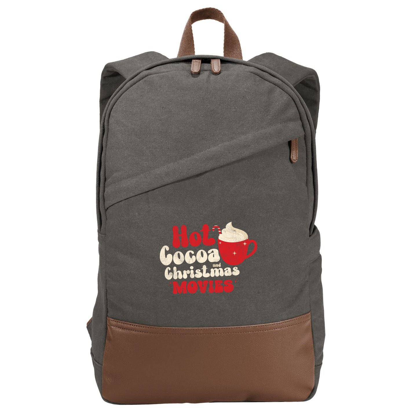 Hot Cocoa And Christmas Movies Holiday Cotton Canvas Backpack