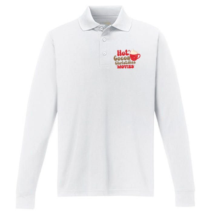 Hot Cocoa And Christmas Movies Holiday Performance Long Sleeve Polo