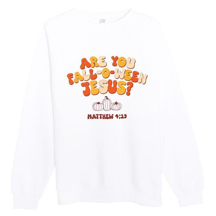 Halloween Christian Are You Fall O Ween Jesus Premium Crewneck Sweatshirt