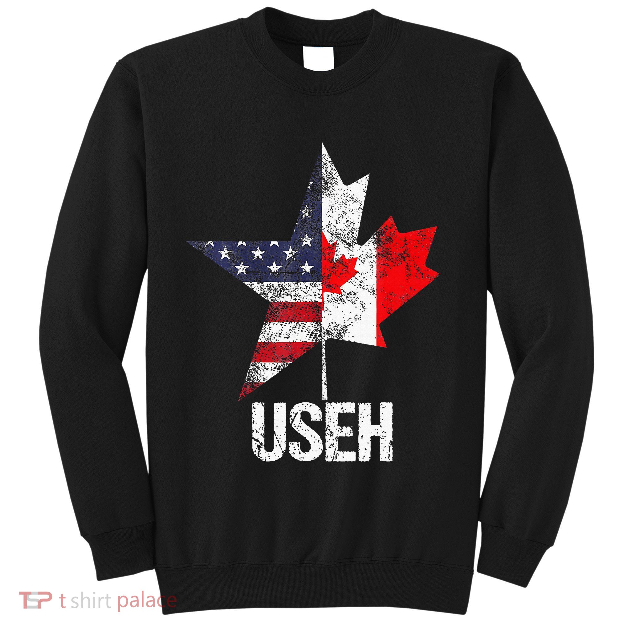 Half Canadian American Useh Canada Usa Flag United States Sweatshirt