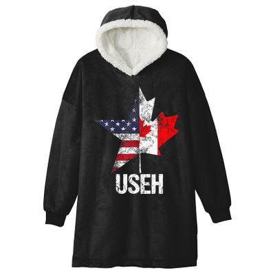 Half Canadian American Useh Canada Usa Flag United States Hooded Wearable Blanket