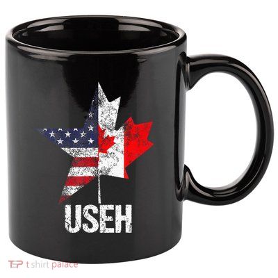 Half Canadian American Useh Canada Usa Flag United States 11oz C Handle Ceramic Mug