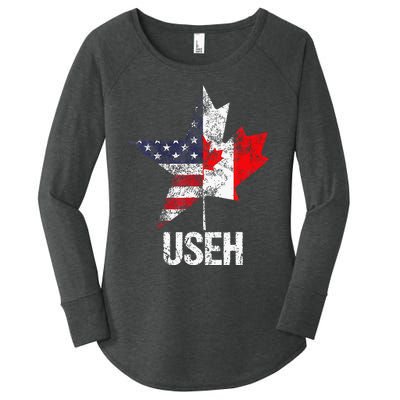 Half Canadian American Useh Canada Usa Flag United States Women's Perfect Tri Tunic Long Sleeve Shirt