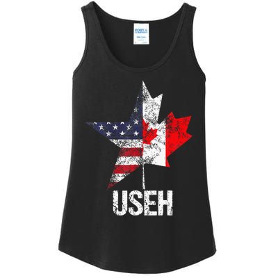 Half Canadian American Useh Canada Usa Flag United States Ladies Essential Tank