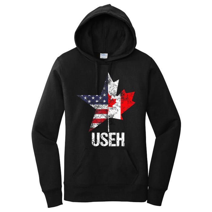 Half Canadian American Useh Canada Usa Flag United States Women's Pullover Hoodie