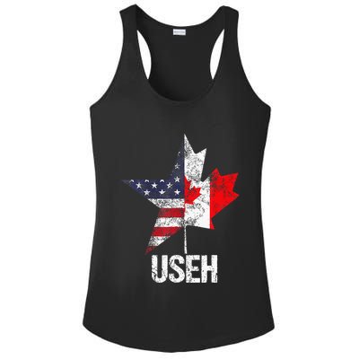 Half Canadian American Useh Canada Usa Flag United States Ladies PosiCharge Competitor Racerback Tank