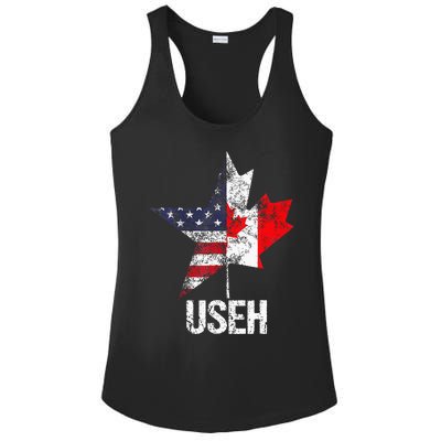 Half Canadian American Useh Canada Usa Flag United States Ladies PosiCharge Competitor Racerback Tank