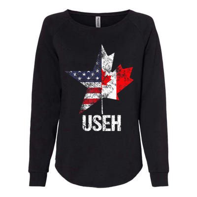 Half Canadian American Useh Canada Usa Flag United States Womens California Wash Sweatshirt