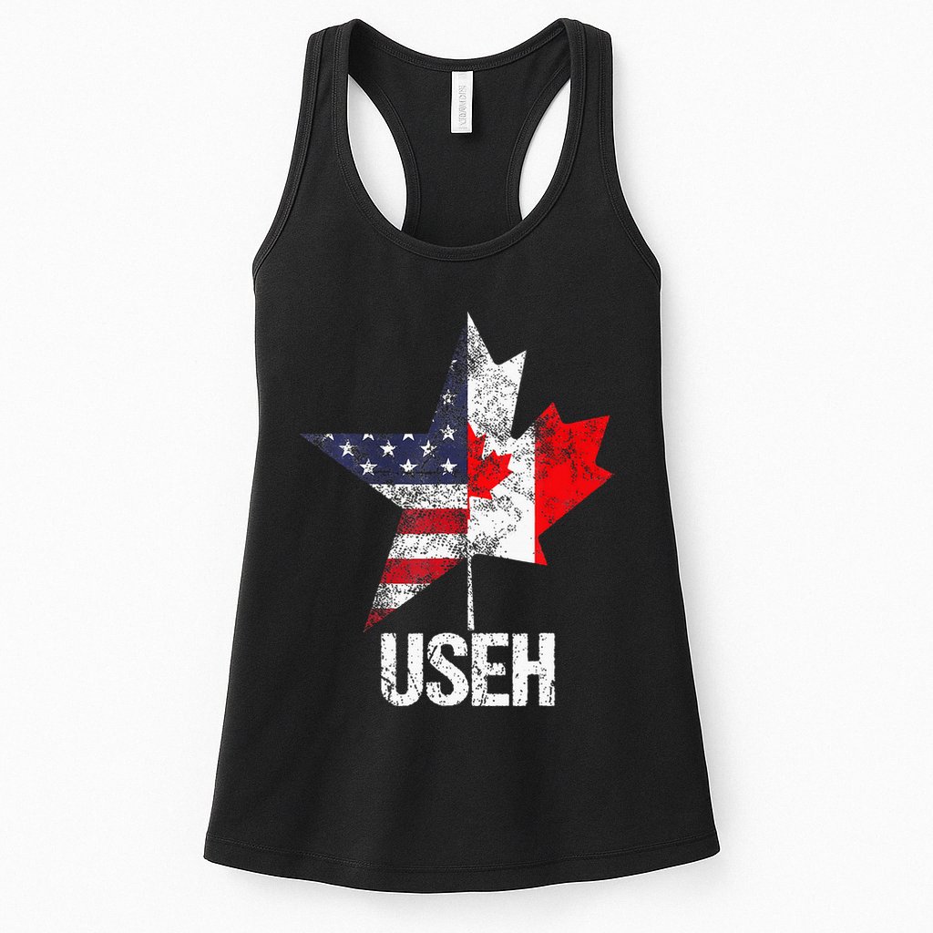 Half Canadian American Useh Canada Usa Flag United States Womens Tank Top