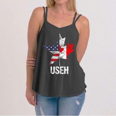 Half Canadian American Useh Canada Usa Flag United States Women's Strappy Tank