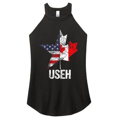 Half Canadian American Useh Canada Usa Flag United States Women's Perfect Tri Rocker Tank