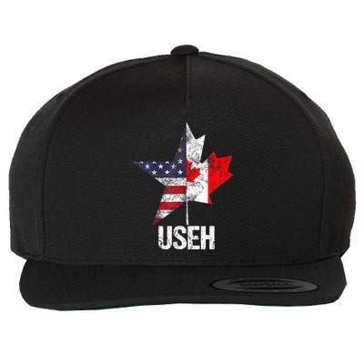 Half Canadian American Useh Canada Usa Flag United States Wool Snapback Cap