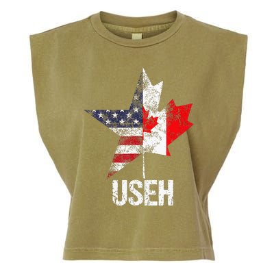 Half Canadian American Useh Canada Usa Flag United States Garment-Dyed Women's Muscle Tee