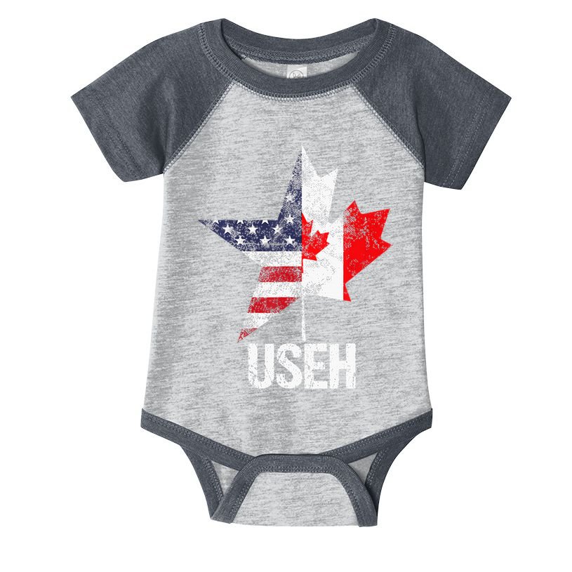 Half Canadian American Useh Canada Usa Flag United States Infant Baby Jersey Bodysuit