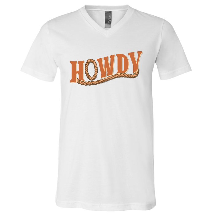 Howdy Cowboy And Cowgirl Western V-Neck T-Shirt