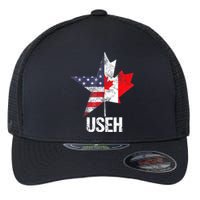 Half Canadian American Useh Canada Usa Flag United States Flexfit Unipanel Trucker Cap