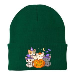 Halloween Cats Anime Cat Kawaii Neko Pumpkin Cat Lover Witch Knit Cap Winter Beanie