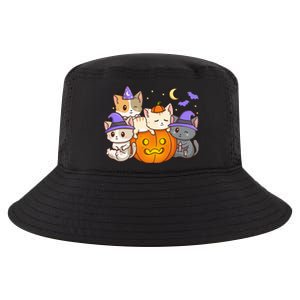 Halloween Cats Anime Cat Kawaii Neko Pumpkin Cat Lover Witch Cool Comfort Performance Bucket Hat