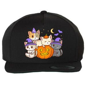 Halloween Cats Anime Cat Kawaii Neko Pumpkin Cat Lover Witch Wool Snapback Cap