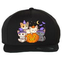 Halloween Cats Anime Cat Kawaii Neko Pumpkin Cat Lover Witch Wool Snapback Cap