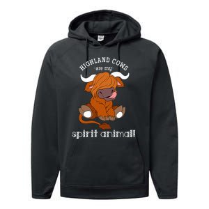 Highland Cows Are My Spirit Animal Scottish Highland Cow Performance Fleece Hoodie