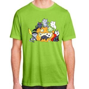 Halloween Cats Anime Cat Kawaii Neko Pumpkin Cat Lover Halloween Adult ChromaSoft Performance T-Shirt