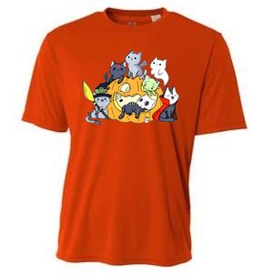 Halloween Cats Anime Cat Kawaii Neko Pumpkin Cat Lover Halloween Cooling Performance Crew T-Shirt