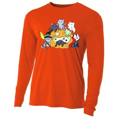 Halloween Cats Anime Cat Kawaii Neko Pumpkin Cat Lover Halloween Cooling Performance Long Sleeve Crew