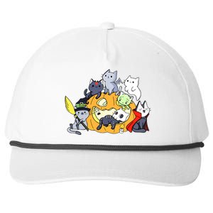 Halloween Cats Anime Cat Kawaii Neko Pumpkin Cat Lover Halloween Snapback Five-Panel Rope Hat