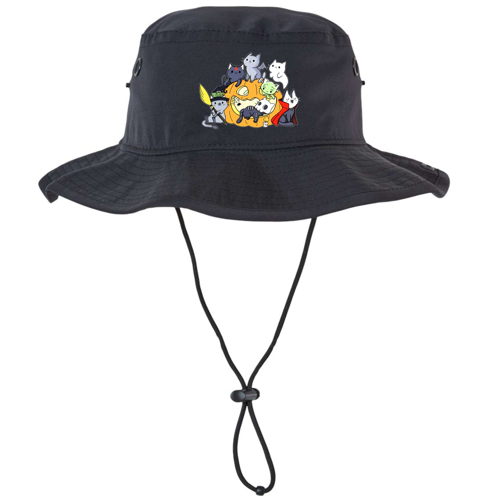 Halloween Cats Anime Cat Kawaii Neko Pumpkin Cat Lover Halloween Bucket Hat