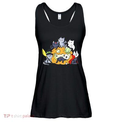 Halloween Cats Anime Cat Kawaii Neko Pumpkin Cat Lover Halloween Ladies Essential Flowy Tank