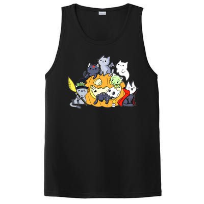 Halloween Cats Anime Cat Kawaii Neko Pumpkin Cat Lover Halloween PosiCharge Competitor Tank