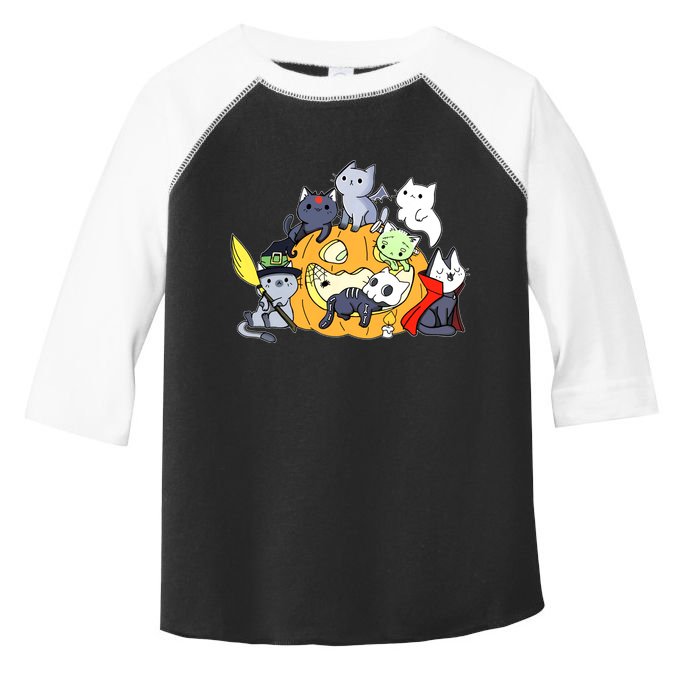 Halloween Cats Anime Cat Kawaii Neko Pumpkin Cat Lover Halloween Toddler Fine Jersey T-Shirt