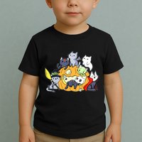 Halloween Cats Anime Cat Kawaii Neko Pumpkin Cat Lover Halloween Toddler T-Shirt