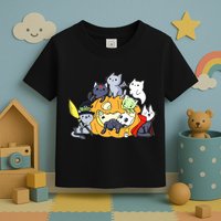 Halloween Cats Anime Cat Kawaii Neko Pumpkin Cat Lover Halloween Toddler T-Shirt