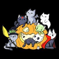 Halloween Cats Anime Cat Kawaii Neko Pumpkin Cat Lover Halloween Toddler T-Shirt