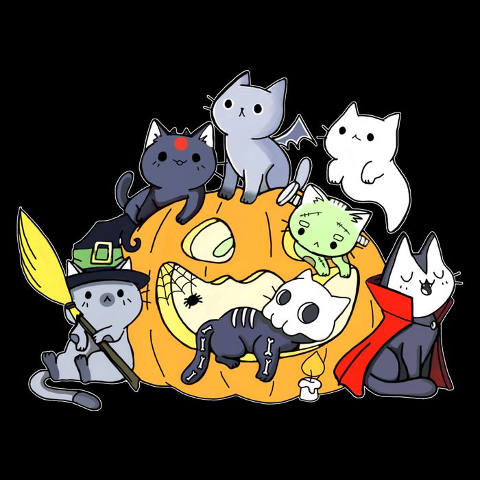 Halloween Cats Anime Cat Kawaii Neko Pumpkin Cat Lover Halloween Toddler T-Shirt