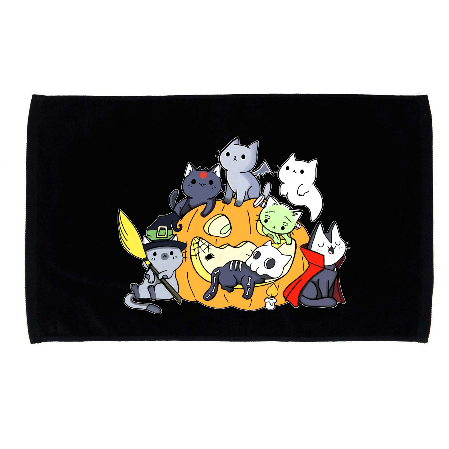 Halloween Cats Anime Cat Kawaii Neko Pumpkin Cat Lover Halloween Microfiber Hand Towel