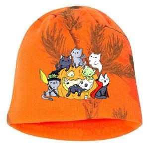 Halloween Cats Anime Cat Kawaii Neko Pumpkin Cat Lover Halloween Kati - Camo Knit Beanie