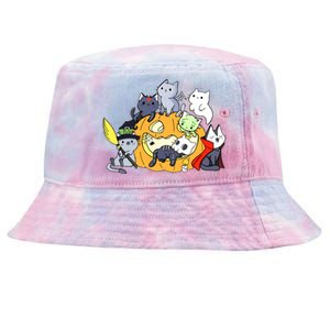 Halloween Cats Anime Cat Kawaii Neko Pumpkin Cat Lover Halloween Tie-Dyed Bucket Hat