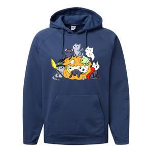 Halloween Cats Anime Cat Kawaii Neko Pumpkin Cat Lover Halloween Performance Fleece Hoodie