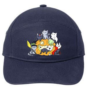 Halloween Cats Anime Cat Kawaii Neko Pumpkin Cat Lover Halloween 7-Panel Snapback Hat