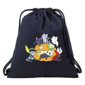 Halloween Cats Anime Cat Kawaii Neko Pumpkin Cat Lover Halloween Drawstring Bag