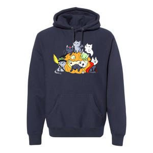 Halloween Cats Anime Cat Kawaii Neko Pumpkin Cat Lover Halloween Premium Hoodie