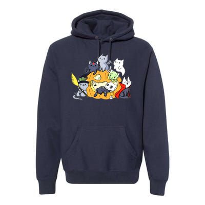 Halloween Cats Anime Cat Kawaii Neko Pumpkin Cat Lover Halloween Premium Hoodie