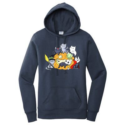 Halloween Cats Anime Cat Kawaii Neko Pumpkin Cat Lover Halloween Women's Pullover Hoodie