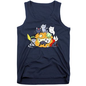 Halloween Cats Anime Cat Kawaii Neko Pumpkin Cat Lover Halloween Tank Top