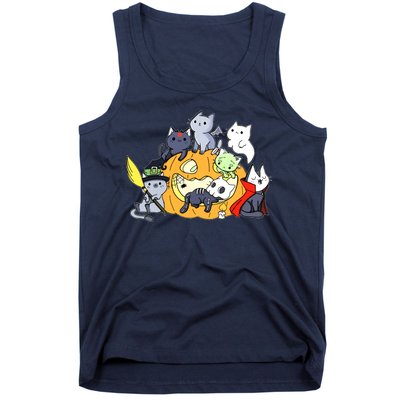 Halloween Cats Anime Cat Kawaii Neko Pumpkin Cat Lover Halloween Tank Top