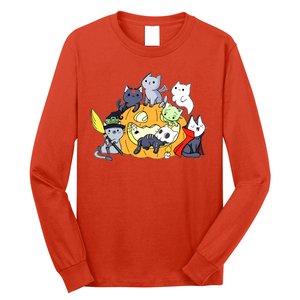 Halloween Cats Anime Cat Kawaii Neko Pumpkin Cat Lover Halloween Long Sleeve Shirt