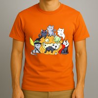 Halloween Cats Anime Cat Kawaii Neko Pumpkin Cat Lover Halloween T-Shirt